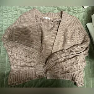 Chunky Knit Cardigan Sweater Oversized and BOHO in a Blush Pink